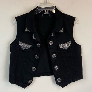 Black Denim Angel Vest
